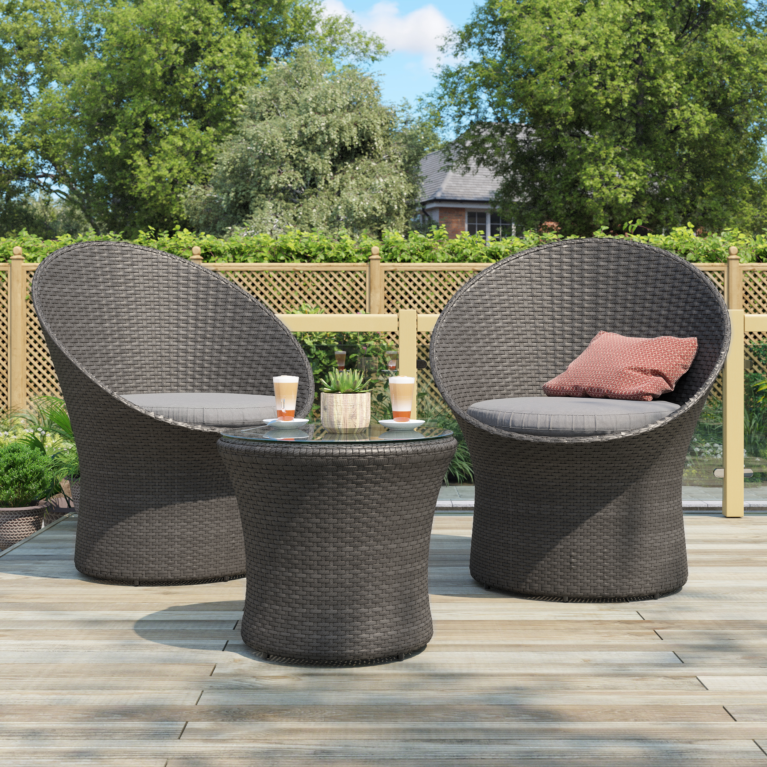 Click to view product details and reviews for 3 Piece Rattan Bistro Garden Egg Set Charcoal.